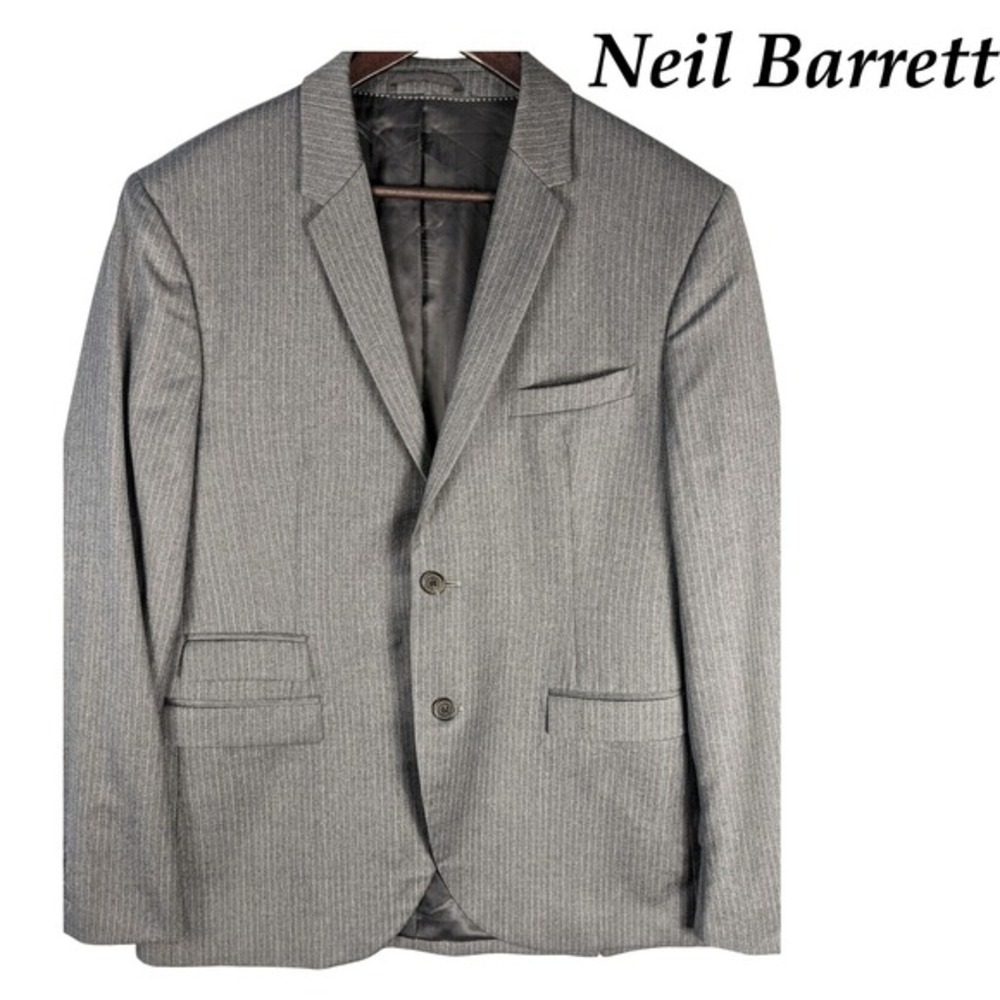 Neil Barrett Italy Men's 40 Wool Blazer Coat Gray Standard Fit Quiet Luxury